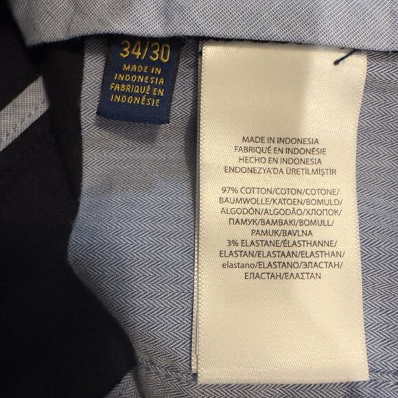 Polo Ralph Lauren Mens Stretch Classic Fit Pants 34X30 Navy Blue Chino Trousers - Picture 4 of 9